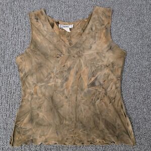 Earthy Tie Dye Sleeveless Mesh Top M Whimsigoth Boho Grunge